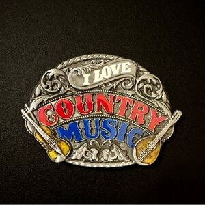 Country Guitar Belt Buckle. Unisex